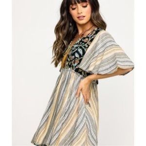 🆕 Free People Bohemian Mini-Dress. Cotton & Viscose made & Fully Underlined. NWT